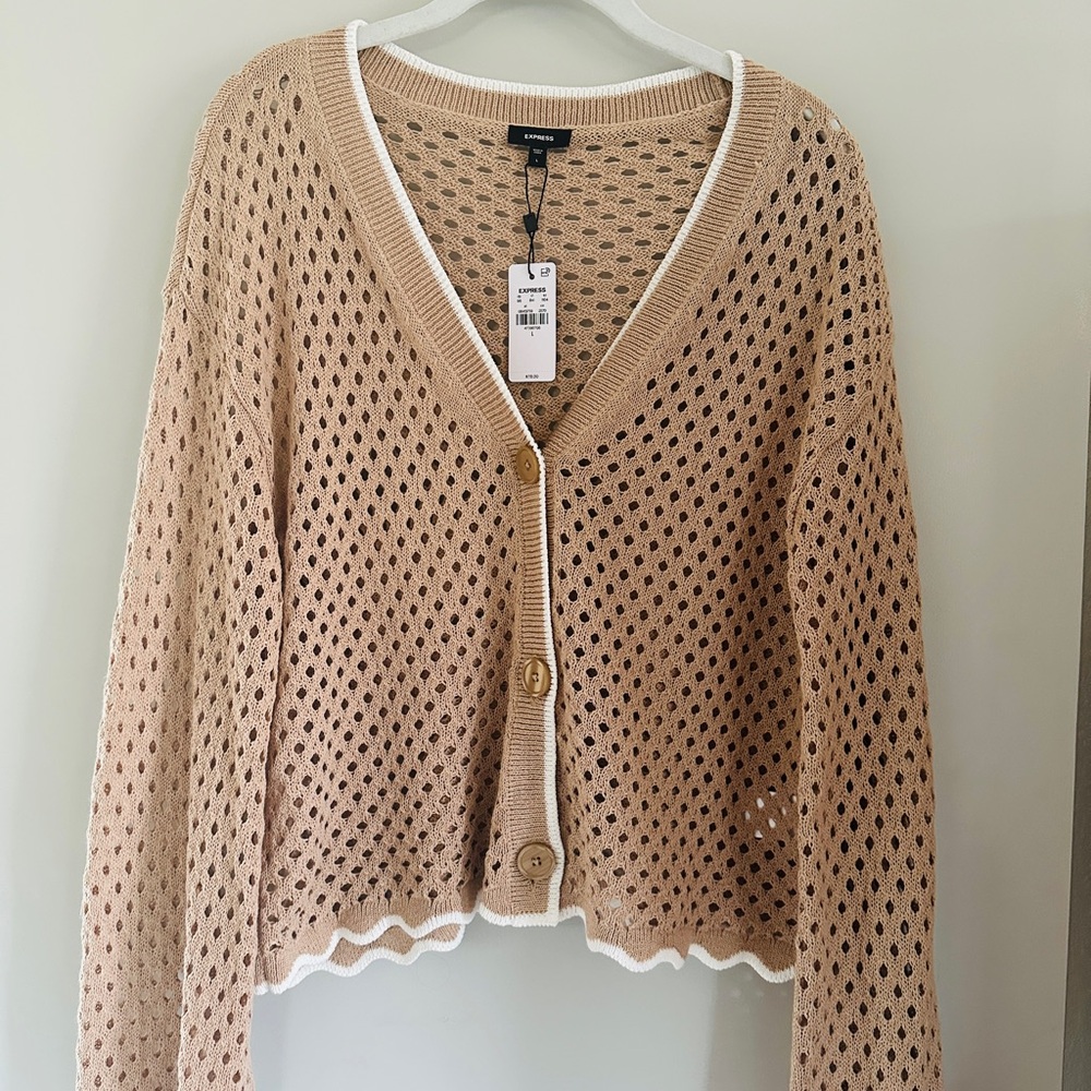 Express Open-Knit Bell-sleeve Sweater